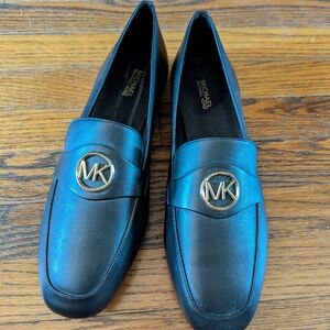 Michael Kors Black Loafers with Gold Logo